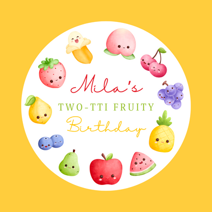Fruit Birthday Party Stickers | Circle Stickers | Sticker Sheet | Party Stickers | Fruit Party Theme