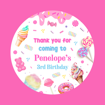Sweet Candy Stickers | Various Sizes | Sweet Candy Party Supplies | Sweet Candy Theme Party