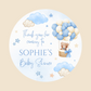 Blue Hot Air Balloon Teddy Bear Baby Shower, Birthday Party Stickers | Circle Stickers | Sticker Sheet | Party Stickers | Teddy Bear Theme
