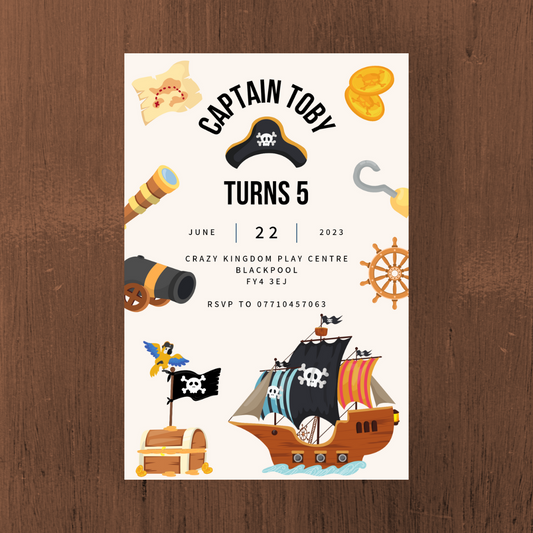 Pirate Theme Birthday Party Invitations | A6 Invites | Pirate Theme Invitations | Party Invitations