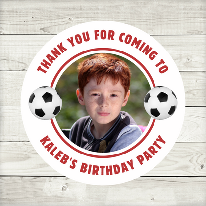Red Football Photo Birthday Stickers | Various Sizes | Football Party Supplies | Football Party Theme