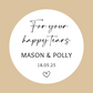 Wedding Stickers | For Your Happy Tears Stickers | Personalised Wedding Stickers | Tissue Favours