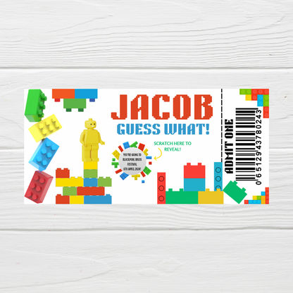 Surprise Ticket Print | Personalised Brick Scratch Reveal Ticket Voucher | Gift Idea