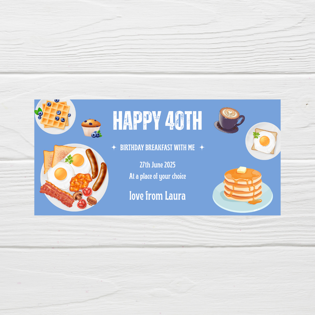 Surprise Ticket Print | Personalised Breakfast Ticket Voucher | Gift Idea