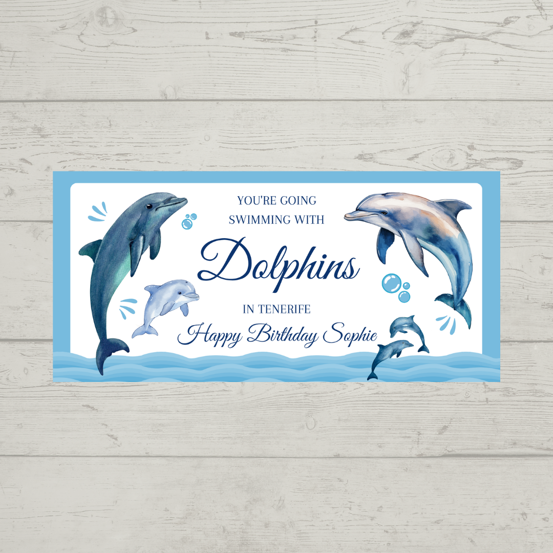 Surprise Ticket Print | Personalised Swimming With Dolphins Ticket Voucher | Gift Idea