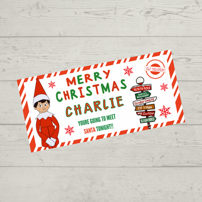 Surprise Christmas Ticket Print | Personalised Elf Christmas Ticket Voucher | Gift Idea