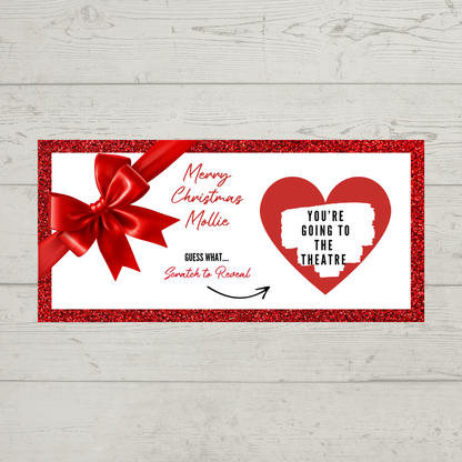 Red Bow Surprise Ticket Print | Personalised Red Bow Ticket | Scratch Reveal | Gift Idea