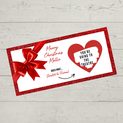 Red Bow Surprise Ticket Print | Personalised Red Bow Ticket | Scratch Reveal | Gift Idea