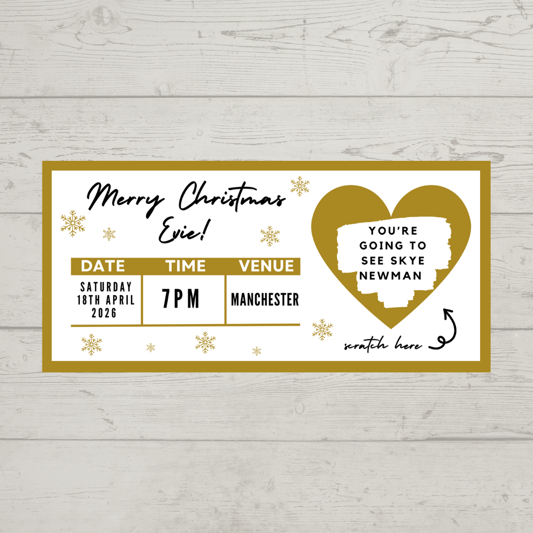 Gold Surprise Concert Ticket Print | Personalised Gold Concert Ticket | Scratch Reveal | Gift Idea