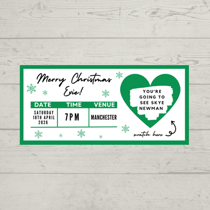 Green Surprise Concert Ticket Print | Personalised Green Concert Ticket | Scratch Reveal | Gift Idea