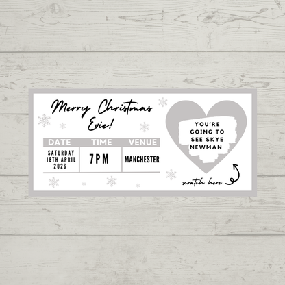Silver Surprise Concert Ticket Print | Personalised Silver Concert Ticket | Scratch Reveal | Gift Idea - Dinky Designs