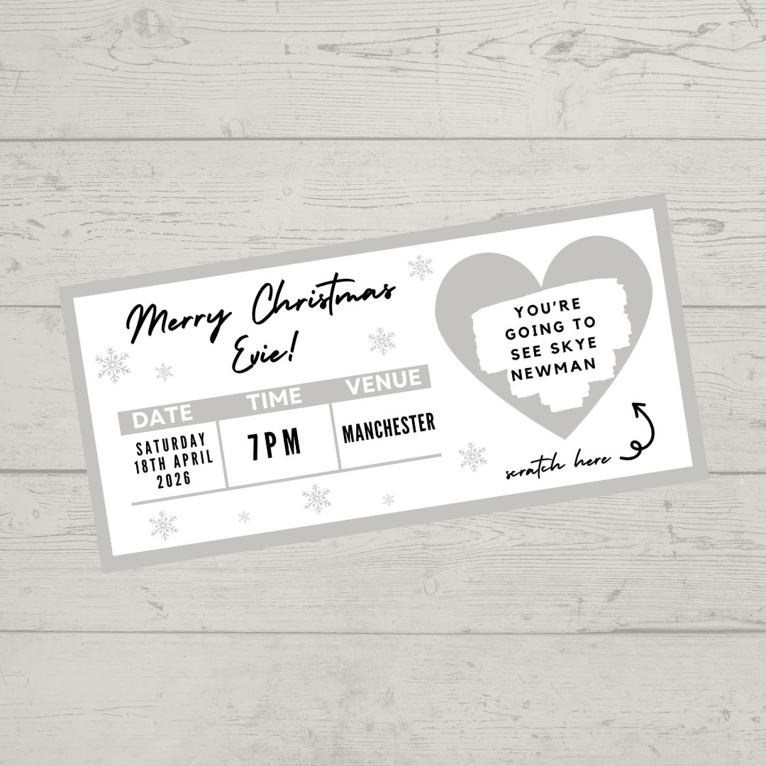 Silver Surprise Concert Ticket Print | Personalised Silver Concert Ticket | Scratch Reveal | Gift Idea - Dinky Designs
