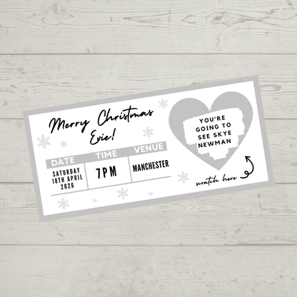 Silver Surprise Concert Ticket Print | Personalised Silver Concert Ticket | Scratch Reveal | Gift Idea - Dinky Designs