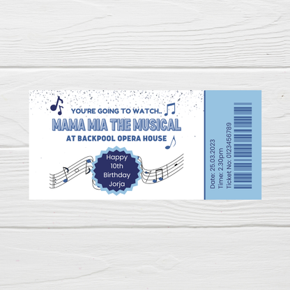 Surprise Ticket Print | Personalised Musical Ticket Voucher | Gift Idea