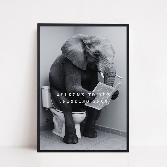 Bathroom Print | Welcome To The Thinking Spot | Elephant Print | Bathroom Decor
