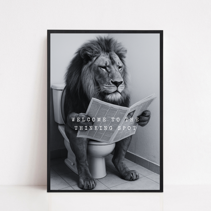 Bathroom Print | Welcome To The Thinking Spot | Lion Print | Bathroom Decor