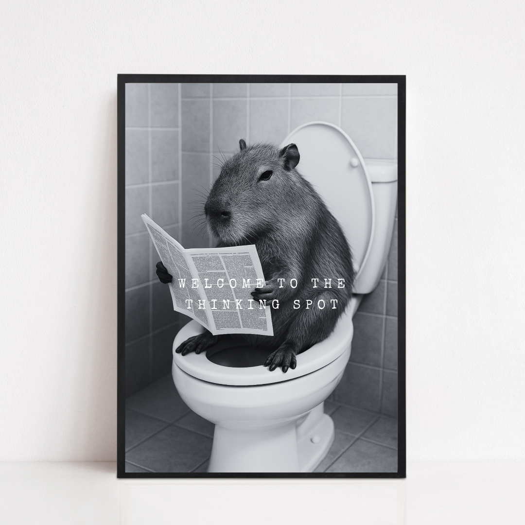 Bathroom Print | Welcome To The Thinking Spot | Capybara Print | Bathroom Decor - Dinky Designs