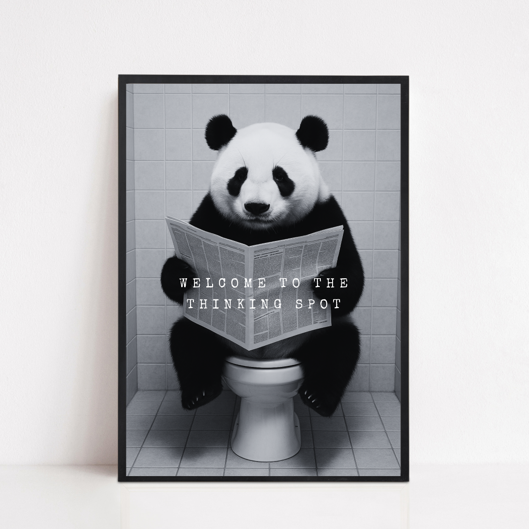 Bathroom Print | Welcome To The Thinking Spot | Panda Print | Bathroom Decor - Dinky Designs