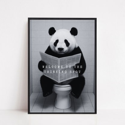 Bathroom Print | Welcome To The Thinking Spot | Panda Print | Bathroom Decor - Dinky Designs