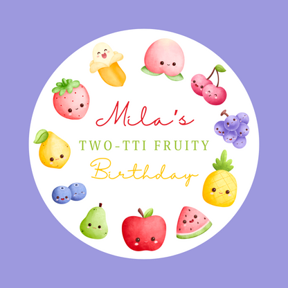 Fruit Birthday Party Stickers | Circle Stickers | Sticker Sheet | Party Stickers | Fruit Party Theme