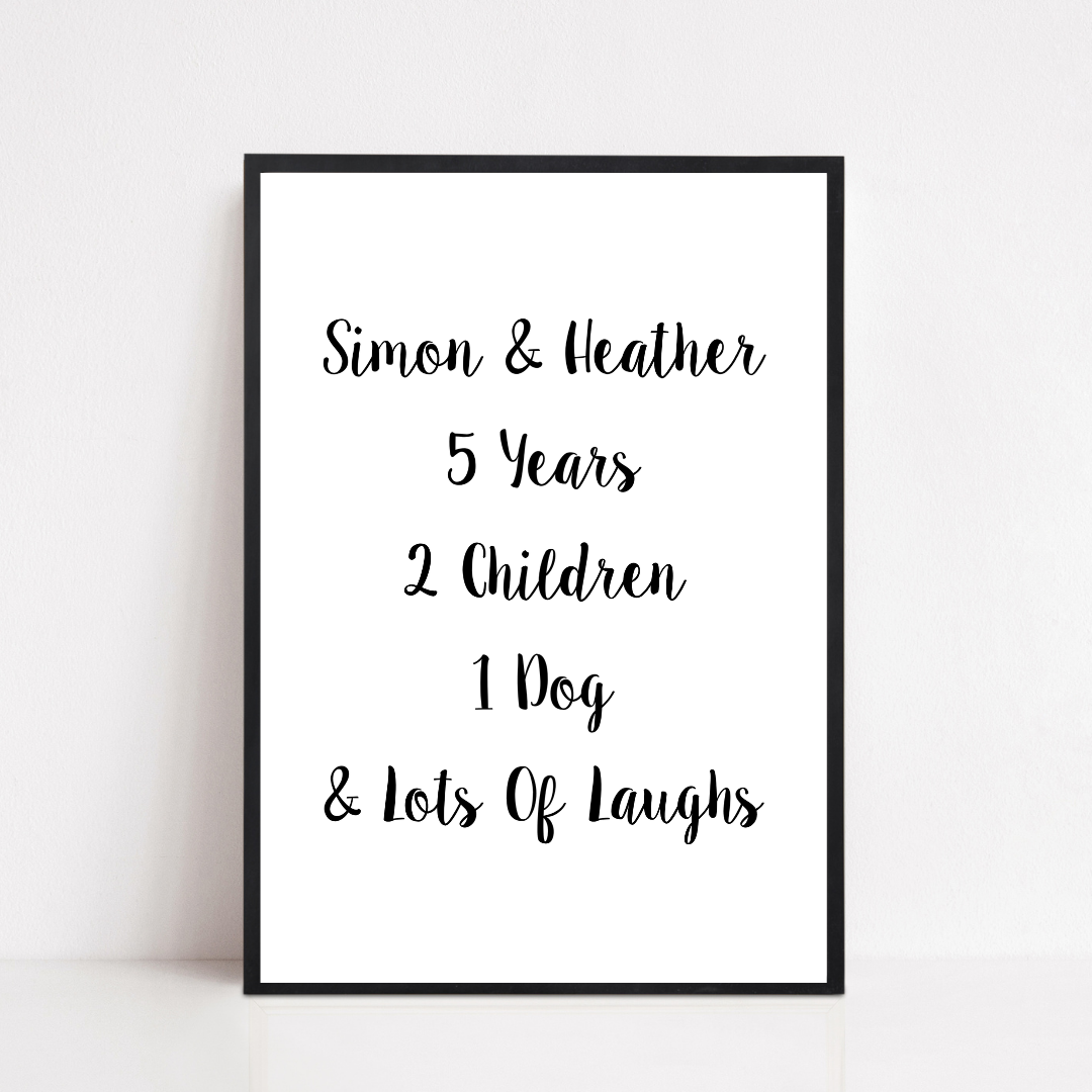 Family Print | Personalised Couple Print | Life Print | Family Gift - Dinky Designs