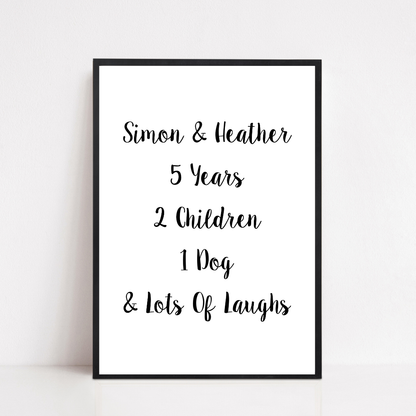Family Print | Personalised Couple Print | Life Print | Family Gift - Dinky Designs