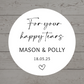Wedding Stickers | For Your Happy Tears Stickers | Personalised Wedding Stickers | Tissue Favours