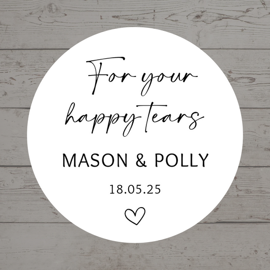 Wedding Stickers | For Your Happy Tears Stickers | Personalised Wedding Stickers | Tissue Favours