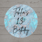 Blue Silver Marble Party Circle Stickers | Hen Do, Birthday Party Stickers | Blue Marble Party Bag Labels