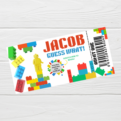 Surprise Ticket Print | Personalised Brick Scratch Reveal Ticket Voucher | Gift Idea