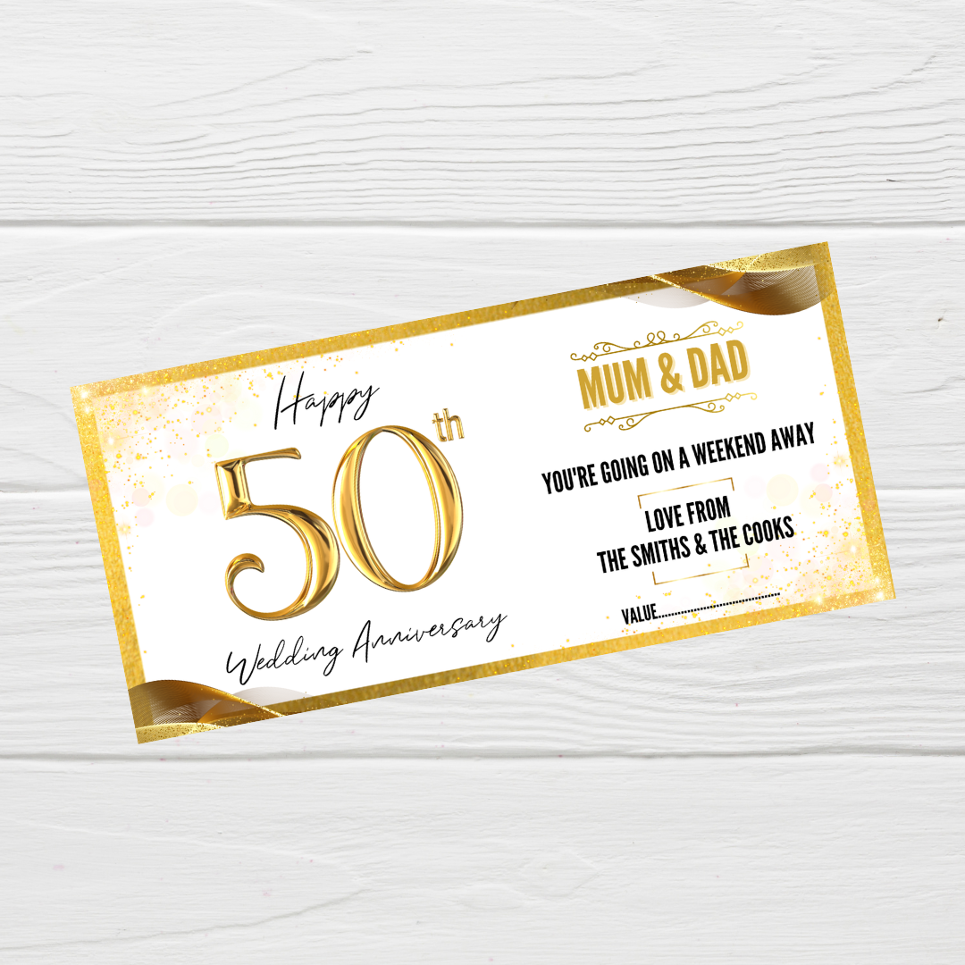 Surprise Ticket Print | Personalised 50th Wedding Anniversary Ticket Voucher | Gift Idea - Dinky Designs