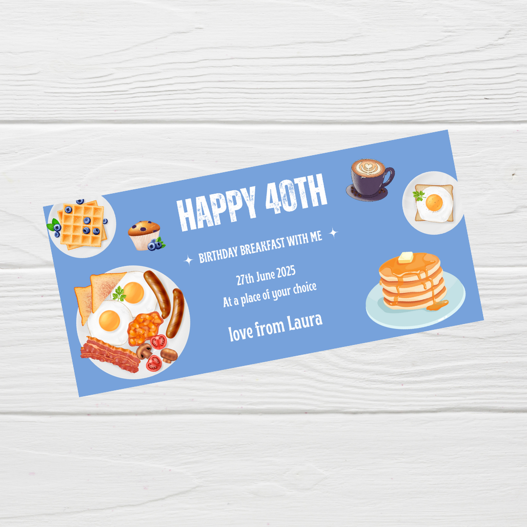Surprise Ticket Print | Personalised Breakfast Ticket Voucher | Gift Idea