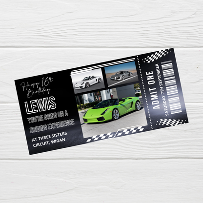 Surprise Ticket Print | Personalised Driving Experience Ticket Voucher | Gift Idea