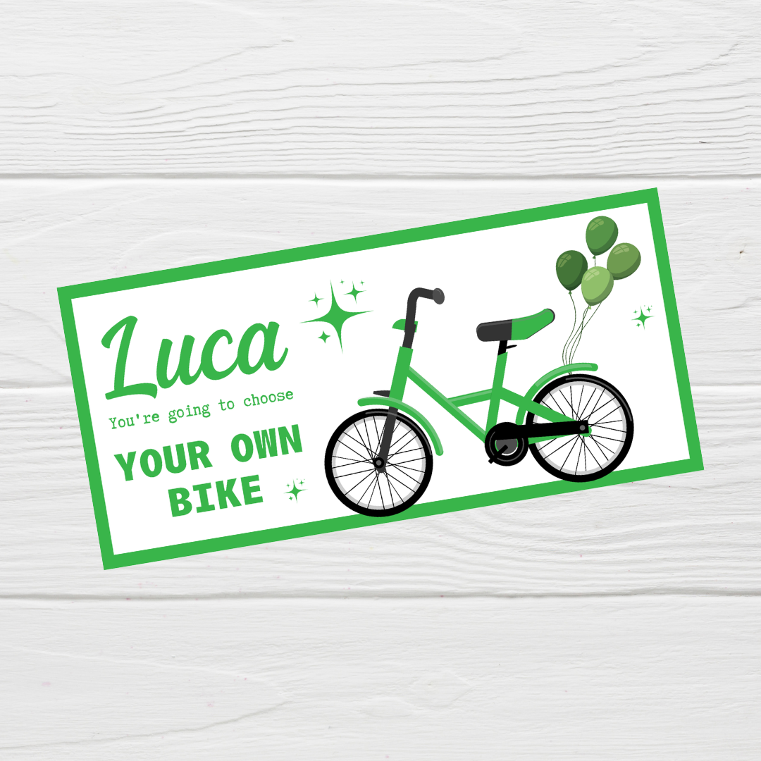 Surprise Ticket Print | Personalised Bike Ticket Voucher | Gift Idea