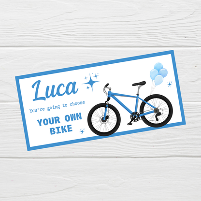 Surprise Ticket Print | Personalised Bike Ticket Voucher | Gift Idea