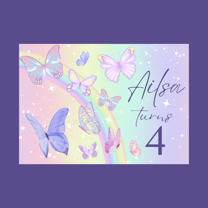 Rectangle Stickers | Butterfly Rainbow Party Stickers | Party Bag Stickers