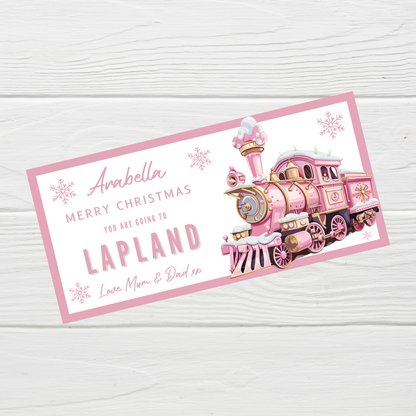 Surprise Christmas Ticket Print | Personalised Pink Train Christmas Ticket Voucher | Gift Idea