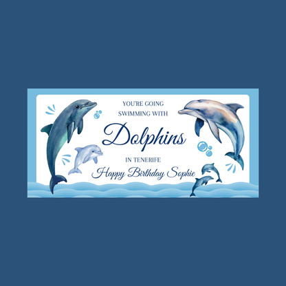 Surprise Ticket Print | Personalised Swimming With Dolphins Ticket Voucher | Gift Idea