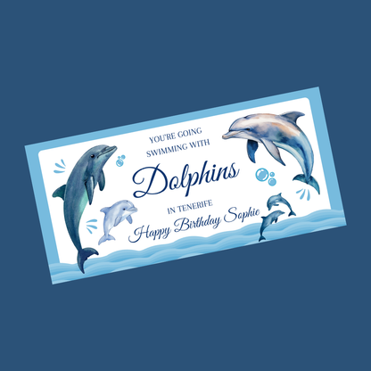 Surprise Ticket Print | Personalised Swimming With Dolphins Ticket Voucher | Gift Idea