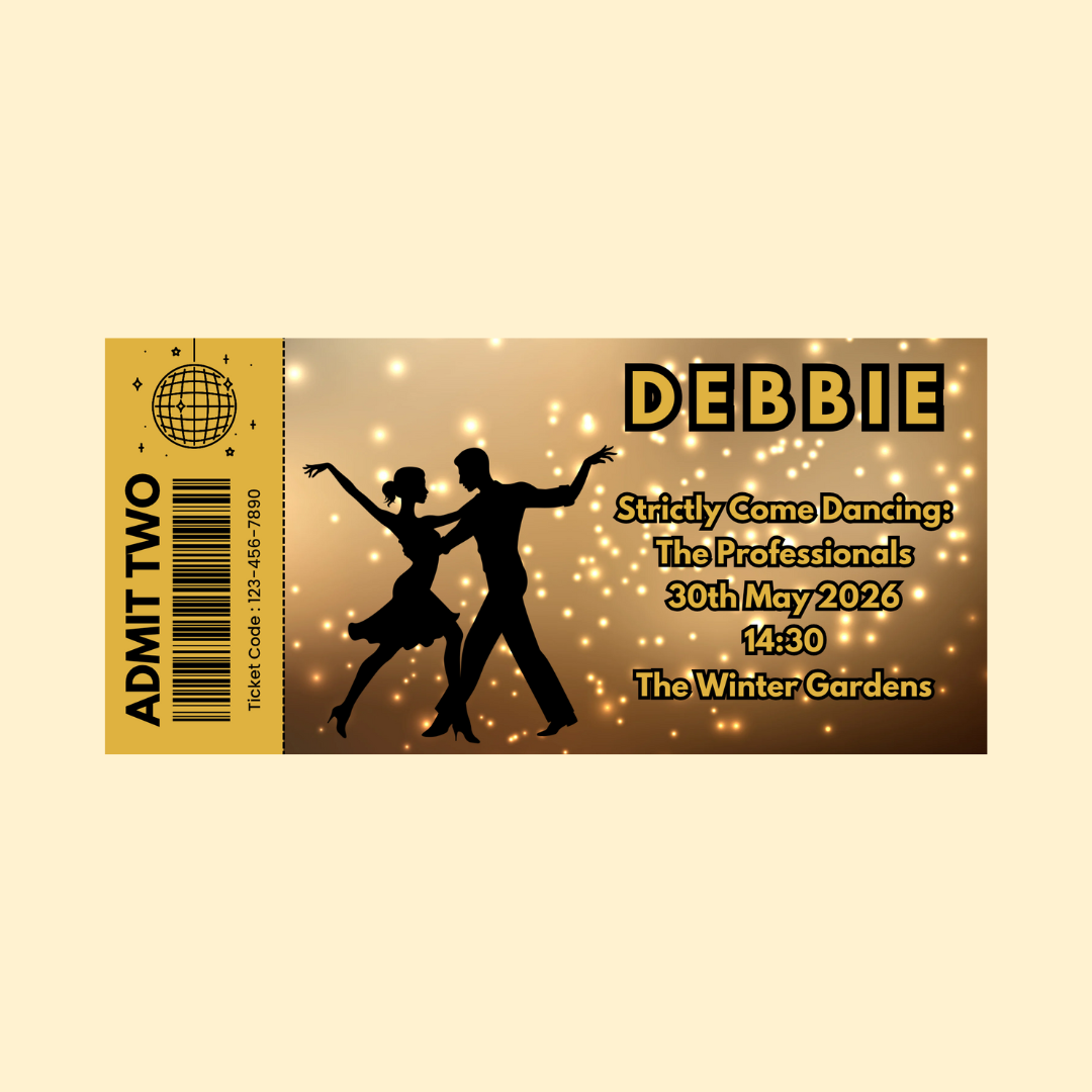 Surprise Ticket Print | Personalised Dance, Concert, Ballroom Show Ticket Voucher | Gift Idea