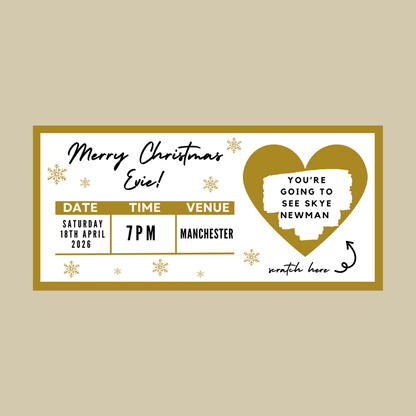 Gold Surprise Concert Ticket Print | Personalised Gold Concert Ticket | Scratch Reveal | Gift Idea