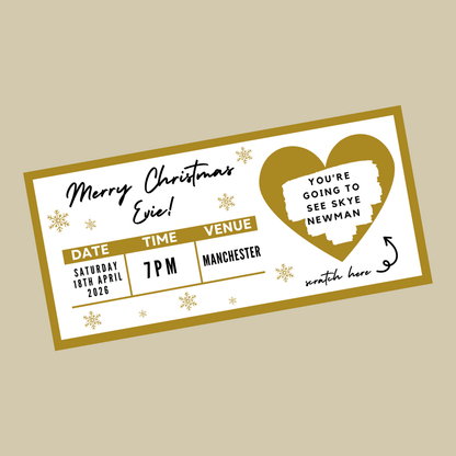 Gold Surprise Concert Ticket Print | Personalised Gold Concert Ticket | Scratch Reveal | Gift Idea