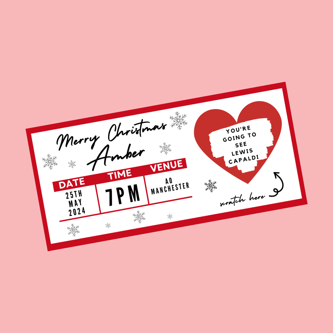 Red Surprise Concert Ticket Print | Personalised Red Concert Ticket | Scratch Reveal | Gift Idea