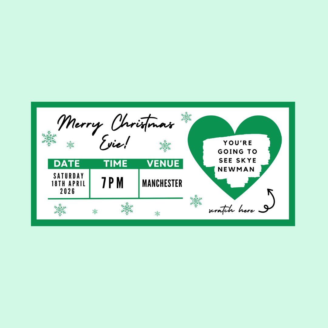 Green Surprise Concert Ticket Print | Personalised Green Concert Ticket | Scratch Reveal | Gift Idea
