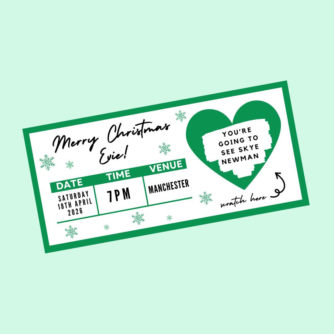 Green Surprise Concert Ticket Print | Personalised Green Concert Ticket | Scratch Reveal | Gift Idea