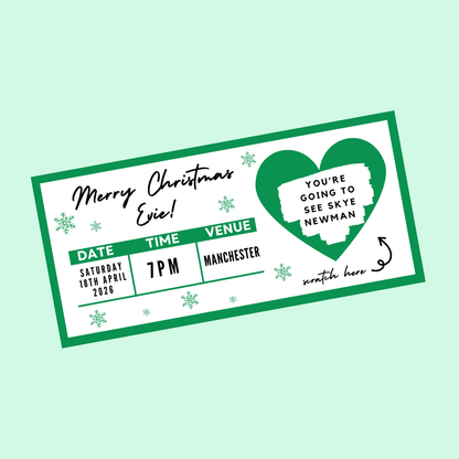 Green Surprise Concert Ticket Print | Personalised Green Concert Ticket | Scratch Reveal | Gift Idea