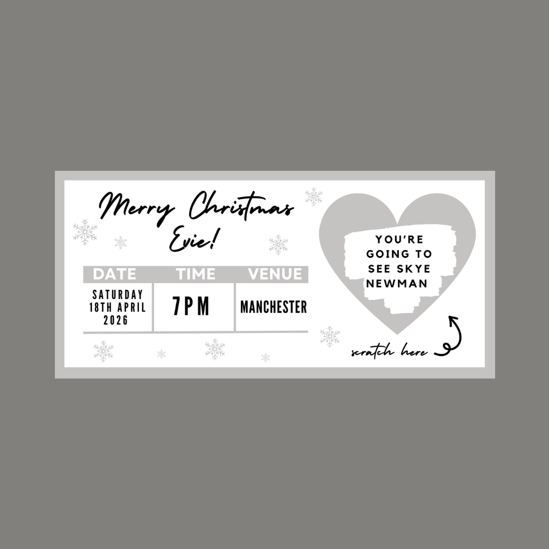 Silver Surprise Concert Ticket Print | Personalised Silver Concert Ticket | Scratch Reveal | Gift Idea - Dinky Designs