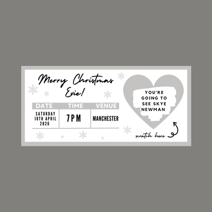 Silver Surprise Concert Ticket Print | Personalised Silver Concert Ticket | Scratch Reveal | Gift Idea - Dinky Designs