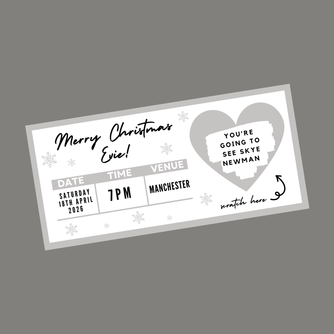Silver Surprise Concert Ticket Print | Personalised Silver Concert Ticket | Scratch Reveal | Gift Idea - Dinky Designs