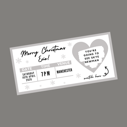 Silver Surprise Concert Ticket Print | Personalised Silver Concert Ticket | Scratch Reveal | Gift Idea - Dinky Designs